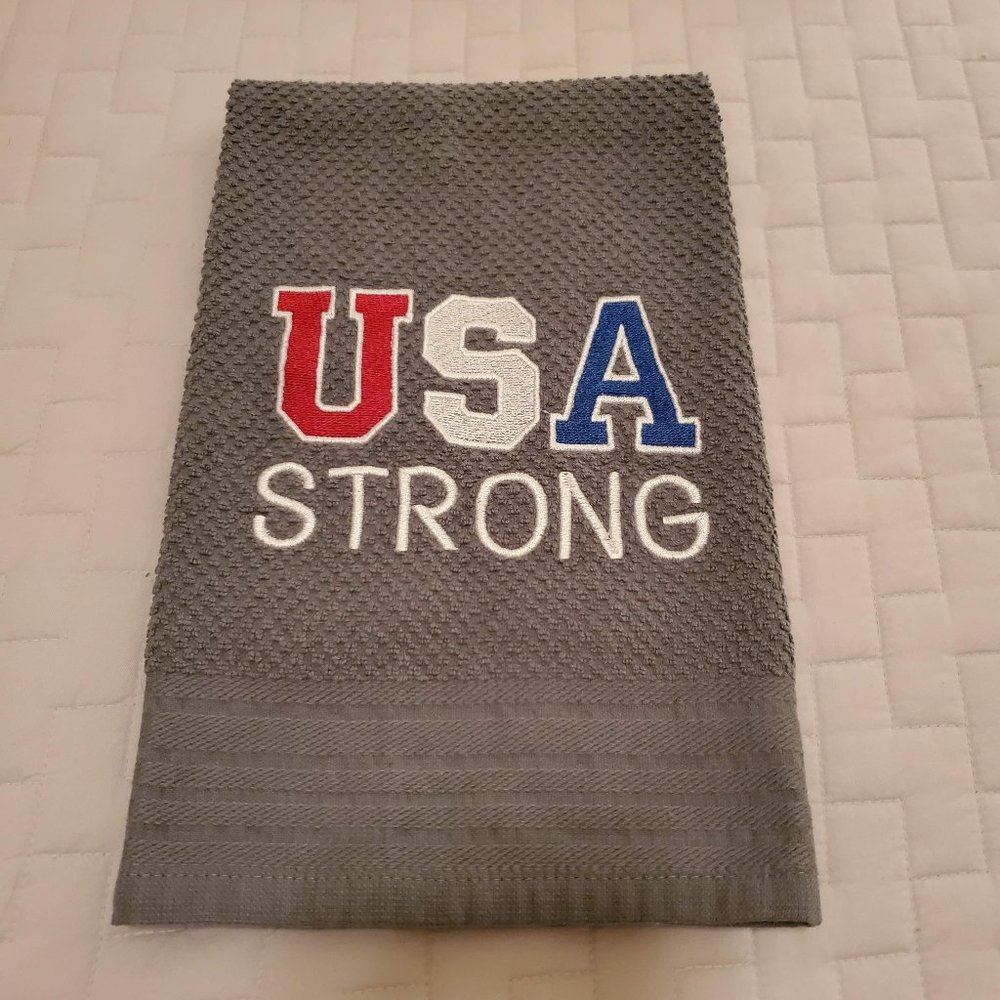 'USA Strong' Embroidered Kitchen Towel